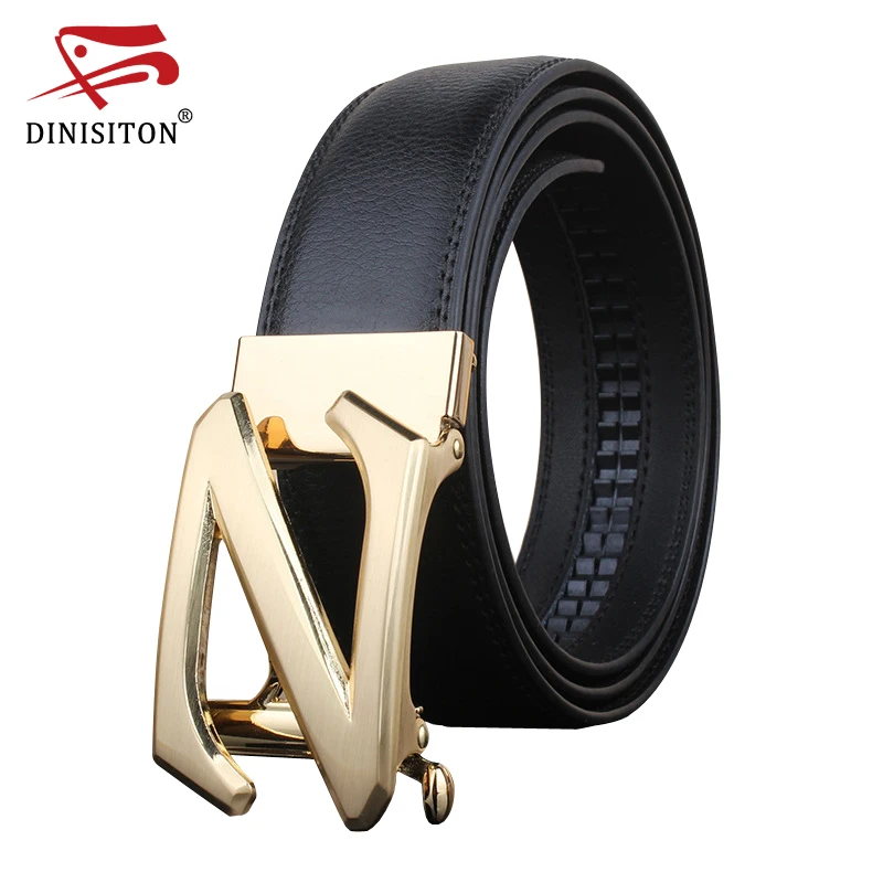 DINISITON  High Quality Male New Brand Cow genuine Leather Belts for Men Z letters special letter Automatic Buckle Strap