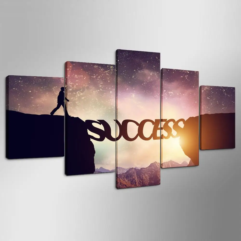 

Modern Frames For Print Modular Cheap Pictures 5 Panel Success Wall Art For Living Room Home Decor Artwork Canvas Prints
