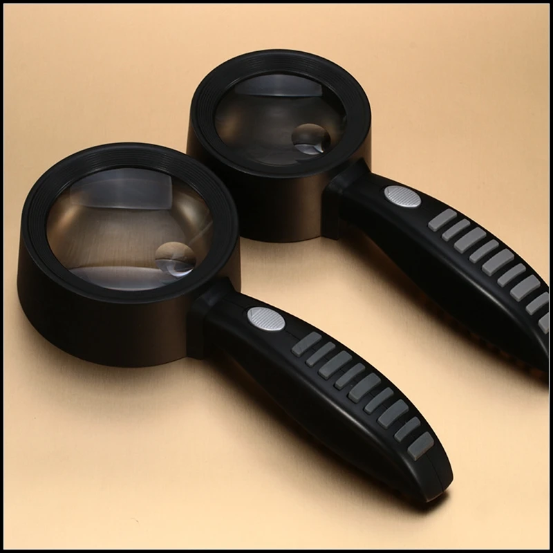 Бесплатная Доставка 3x 6x Ручной Лупа с 2LED Лампы и нескользящая Ручка