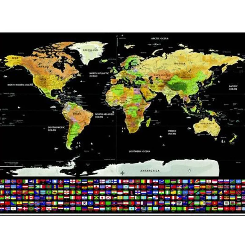 Deluxe Erase Black World Map Scratch off Personalized Travel for Room Home Wall Stickers Party Backdrops | Дом и сад