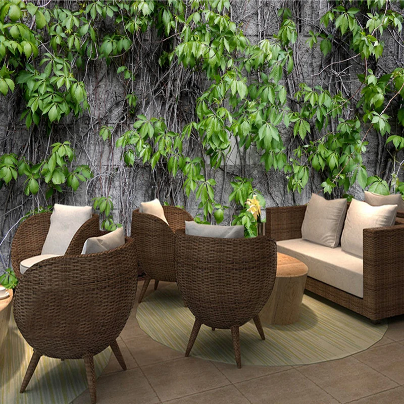 

Custom Photo Wallpaper Restaurant Cafe Clubs KTV Bar 3D Wallpaper Mural Modern Plant Leaf Living Room Decor Papel De Parede 3 D