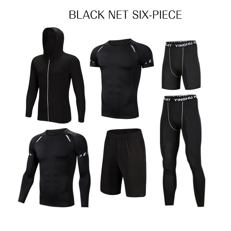 8 Black Net REXCHI 6 шт./партия, мужской спортивный костюм, компрессионный спортивный костюм, одежда для спортзала, фитнеса, бега, бега, спортивная одежда, тренировочные колготки - Цвет: 8 Black Net
