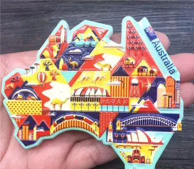 Карта Австралии с дорожными наклейками на холодильник|Магниты холодильник| |