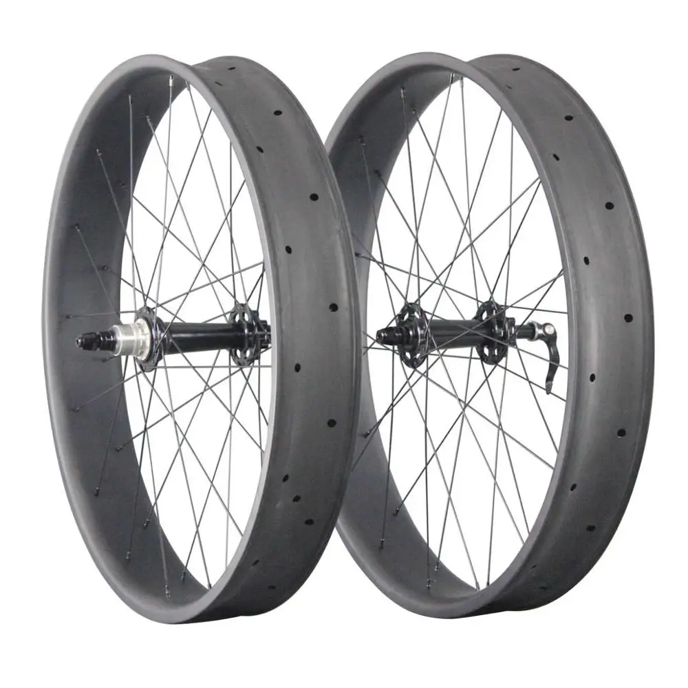 Plain black hub Toray T700 Углеродные колеса для fatbike 26er, колеса для fat bike Powerway M74, ступицы 10/11 скоростей, 90 мм Ширина UD-matt колеса FW90 - Цвет: Plain black hub