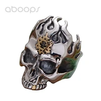 punk bicolor 925 sterling silver skull head ring with star of david for men boysfree shipping