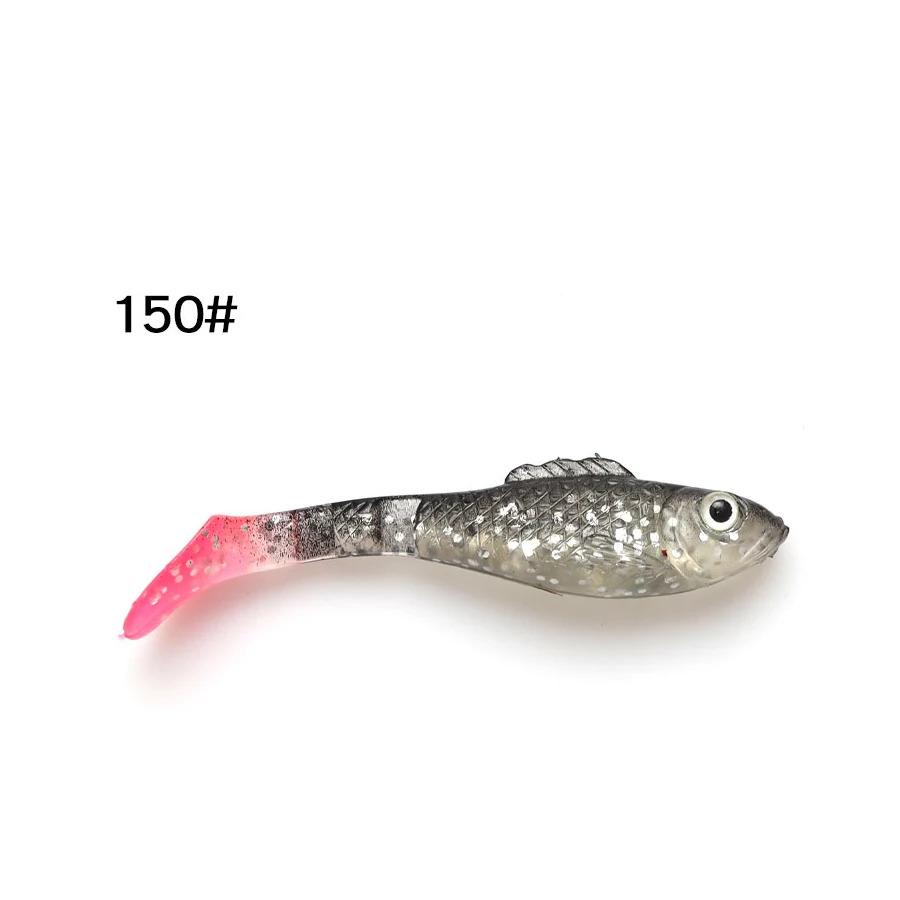 W.P.E 5pcs/pack 80mm Soft Lure Swimbaits 3D eyes Bionic Fishing Lure Shake Silicone Soft Body Lure Wobblers Fishing Tackle - Цвет: 150
