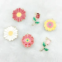 10pcslot flowers enamels charms daisy sun flower rose gold tone alloy pendant bracelet earring hair jewelry accessories yz118
