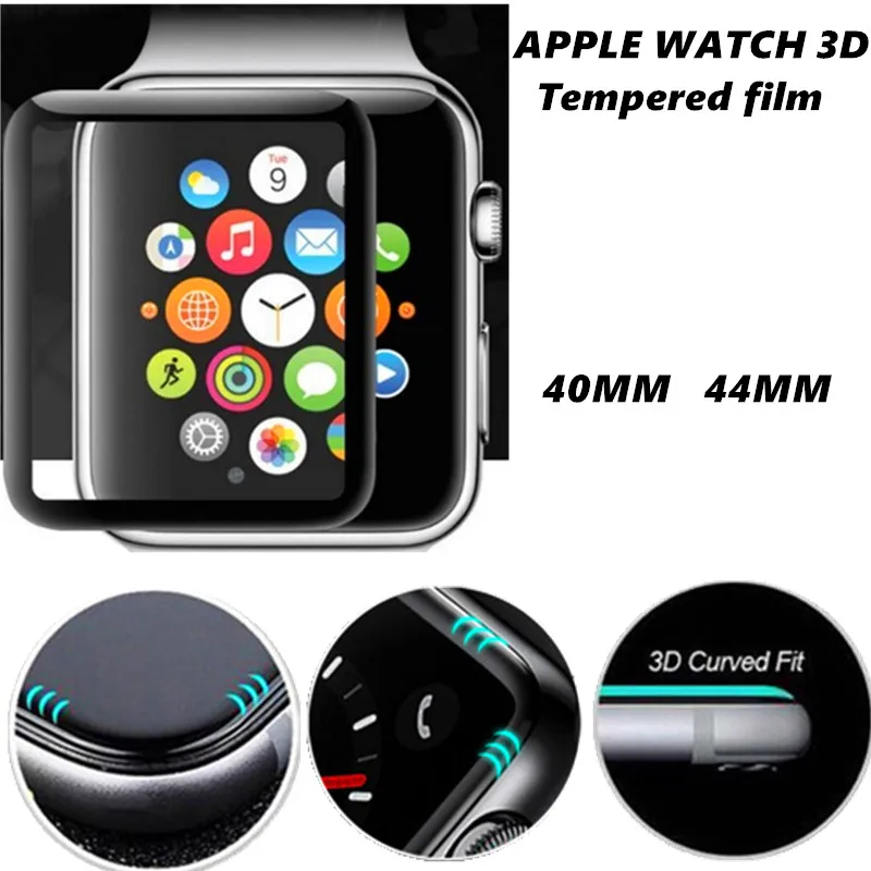 Tempered Glass 3D Full Coverage Protector For Apple Watch 4 Curved Screen Edge Protective Film iWatch Series 40MM 44MM | Наручные часы