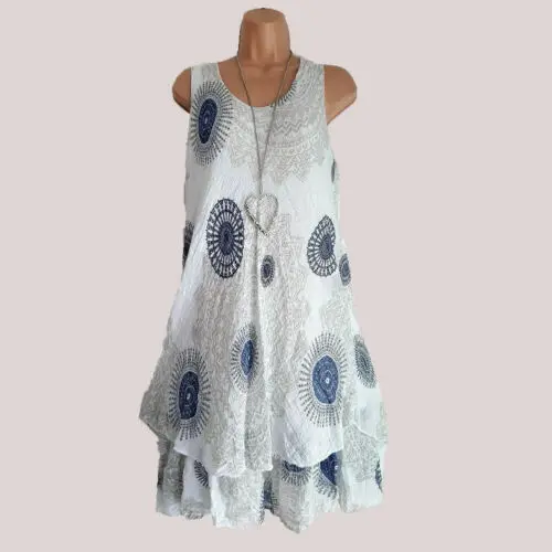 Женское платье без рукавов Boho летнее повседневное комфортное с естественным