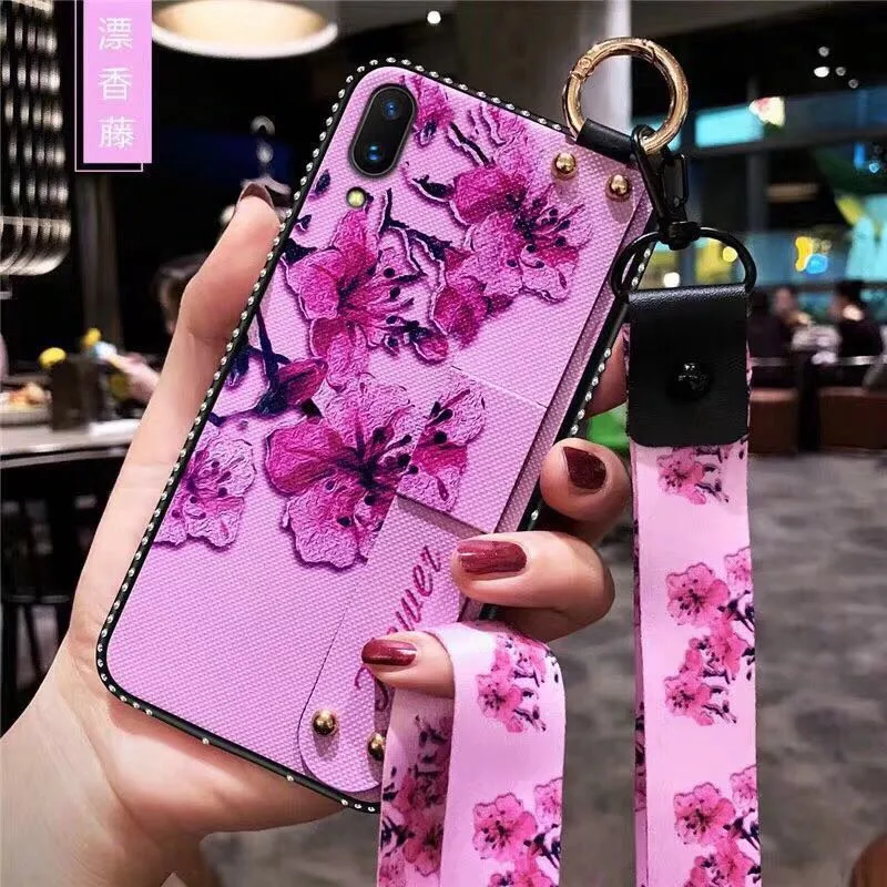 Cloth painted diamond soft wrist strap phone case for iPhone X XR XS Max 7 8 6 6s plus 8plus back coque funda cap |