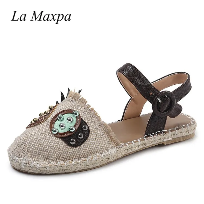 Обувь на плоской подошве в ананас парусиновые туфли-Espadrilles женские летние