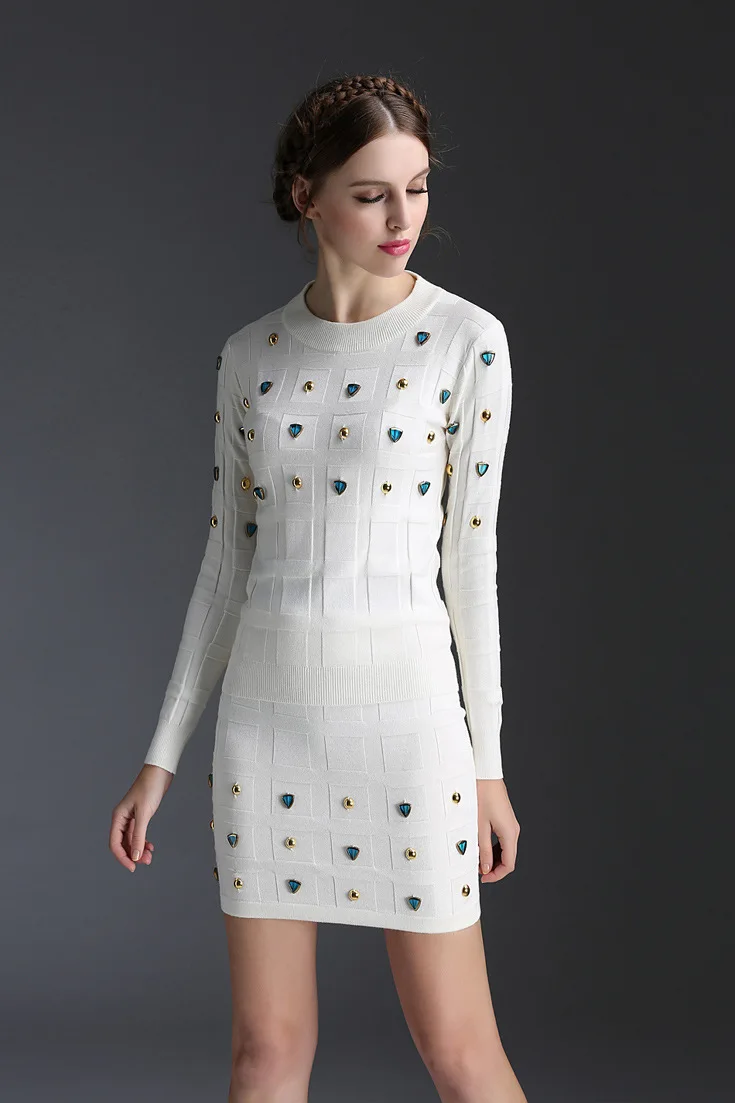 Женский трикотажный топ с длинным рукавом и юбка комплект из 2 предметов Осень