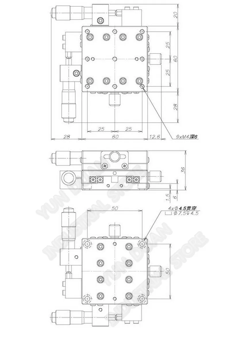 

60*60mm XY Axis 2.5" Micrometer Station Manual Displacement Platform Cross Roller Guide Way Linear Stage Sliding Table LY60-L