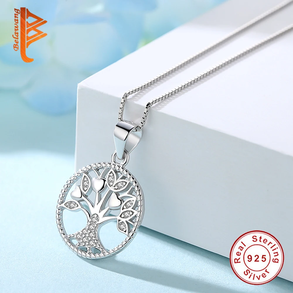 Круглый Древо жизни с украшением в виде кристаллов кулон ожерелье Элегантные 925