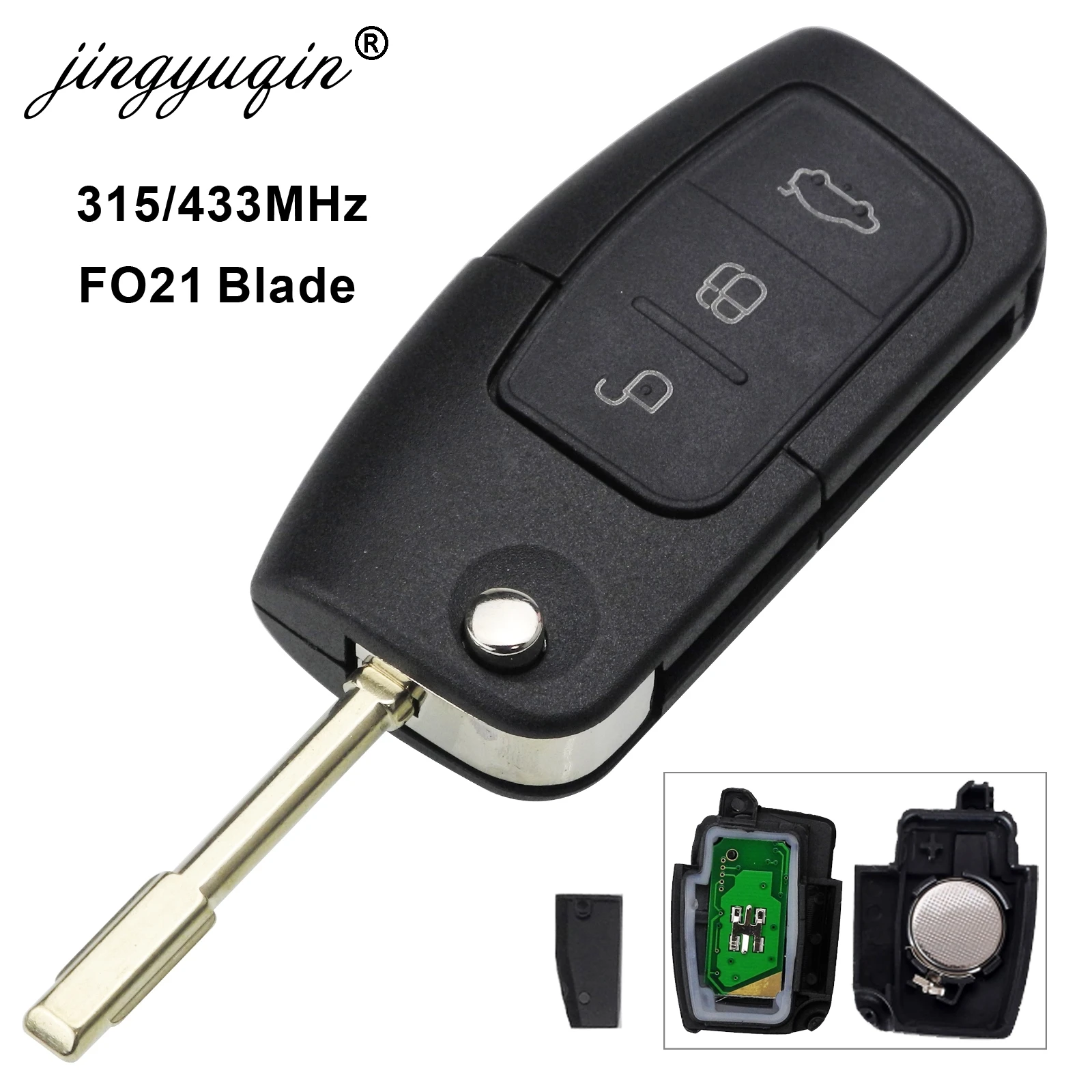 3 кнопки дистанционного управления jingyuqin 433/315 МГц 4D63 4D60 для Ford Focus Mondeo Galaxy Fiesta C Max S