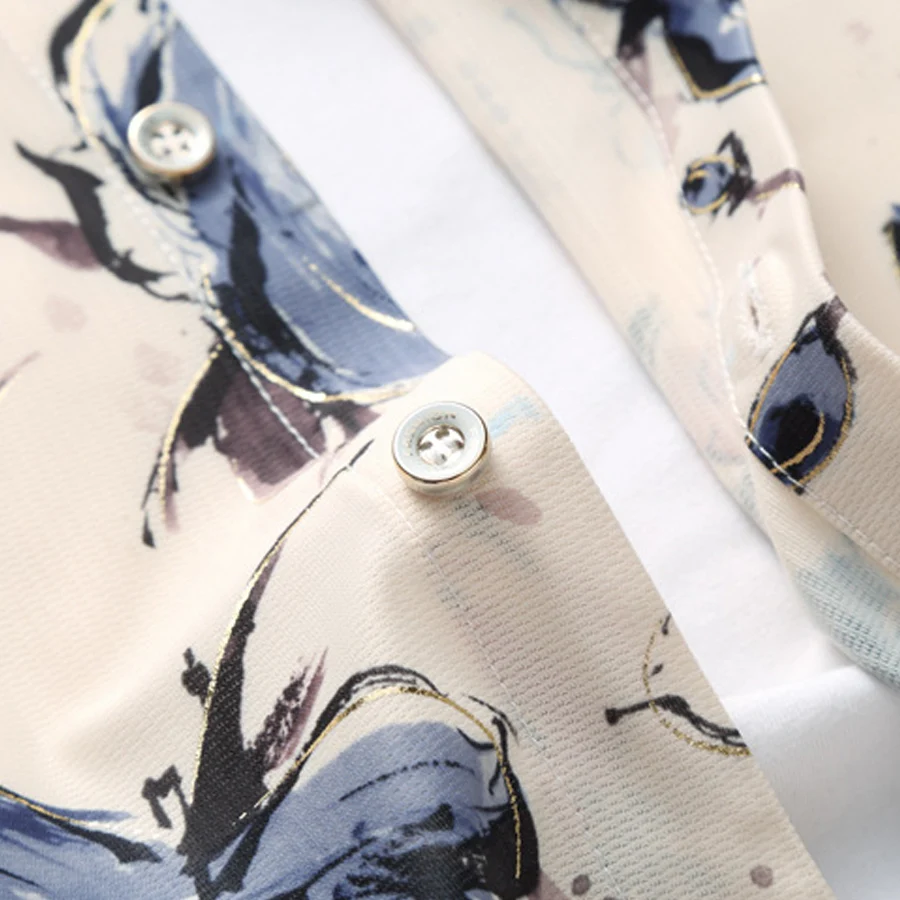 Мужская рубашка с коротким рукавом A54 Повседневная цветочным принтом в китайском