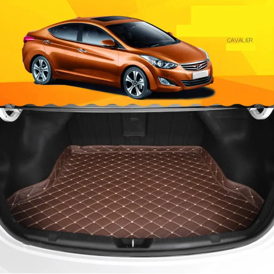 Волокна кожи багажник автомобиля коврик для hyundai elantra 2011 2012 2013 для hyundai Avante автомобильные аксессуары - Название цвета: coffee 2