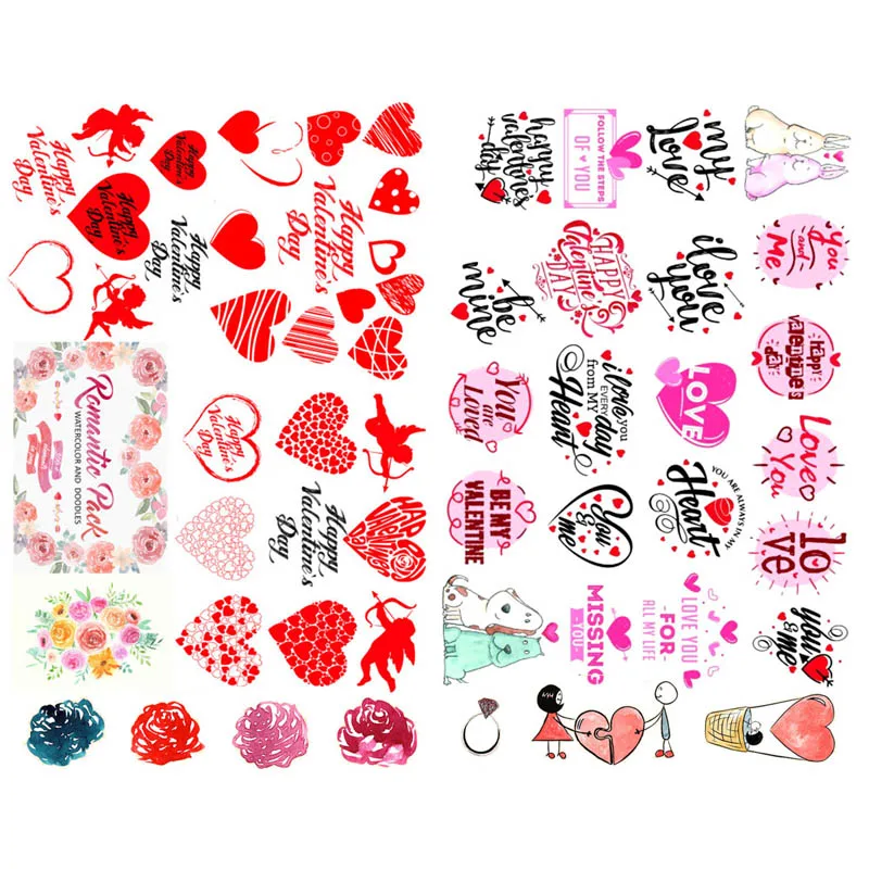 1 PCS Happy Valentine's Day Decoration Kawaii Aesthetic Stickers Scrapbooking Cute Logo Staionery Back to School Supplies | Канцтовары