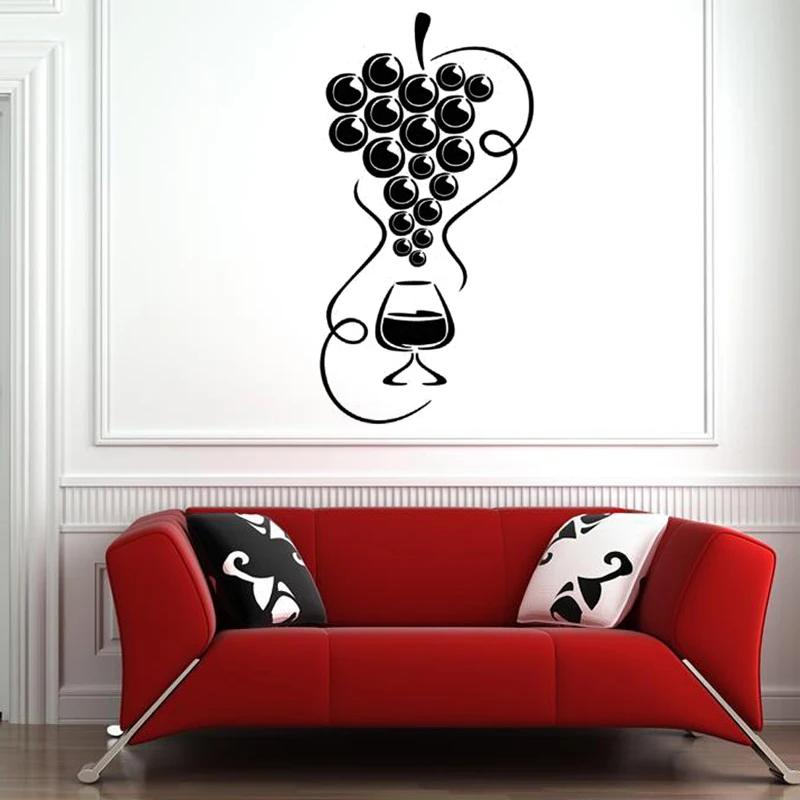 Glass And Wine Vinyl Wall Stickers Restaurant Kitchen Removable DIY Home Decor Waterproof Wallpaper JG1521 | Дом и сад