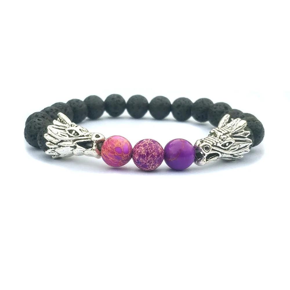 Ashmita животное голова дракона браслет мужские ювелирные изделия Модные черные