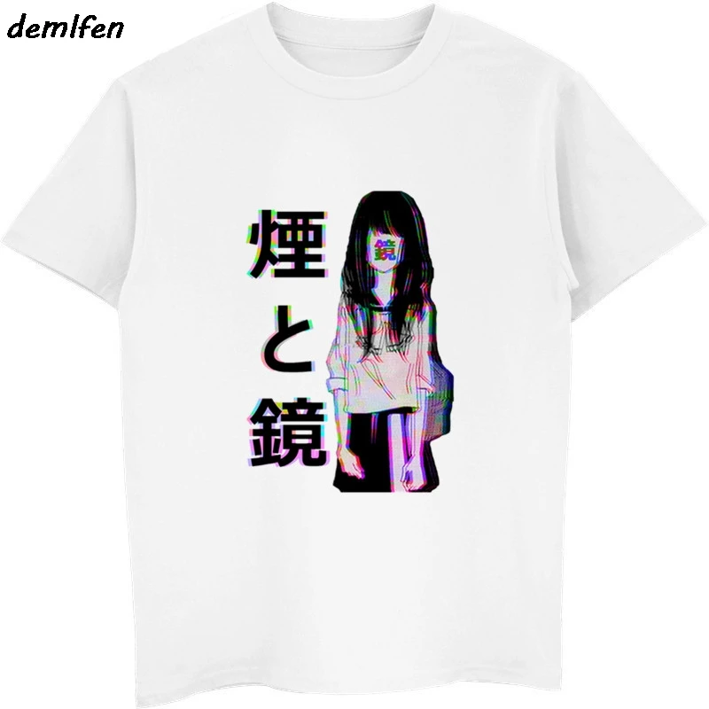 13 Мужская футболка с коротким рукавом, Sad Girl, ретро, японское аниме, Vaporwave, забавная футболка, новинка, хип-хоп, футболки, топы, Футболка Harajuku - Цвет: 13