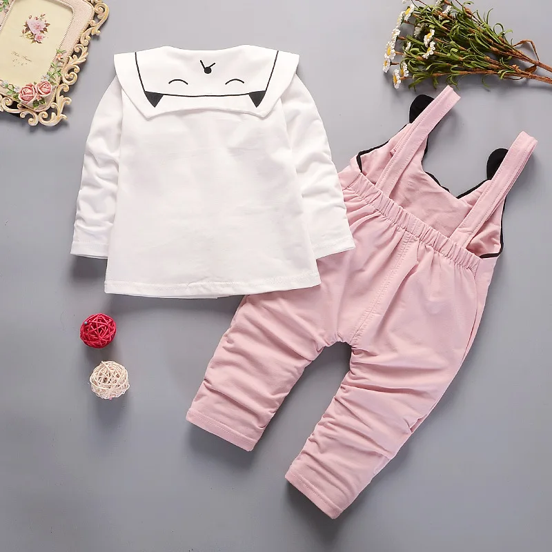 Весенне-осенний комплект одежды для маленьких девочек модная футболка +
