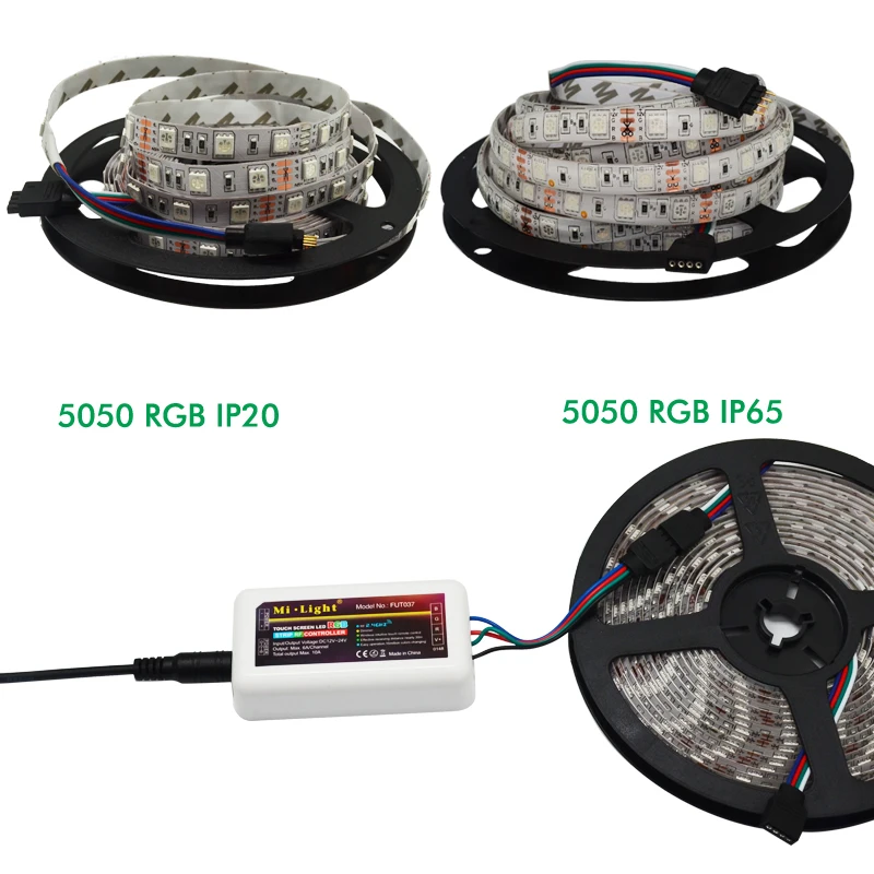 10 м 15 20 Светодиодные полосы света RGB 5050 DC 12 В гибкие Клейкие ленты + 4-зоны