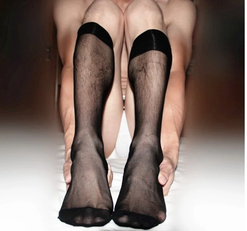 Брендовые мужские нейлоновые шелковые носки прозрачные тонкие сексуальные