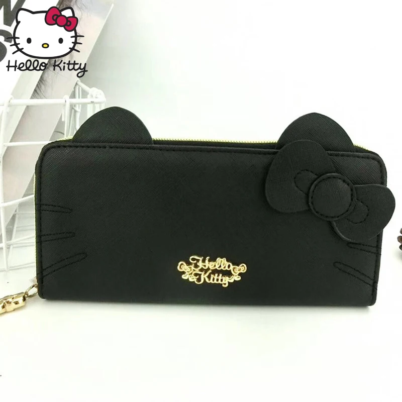 Hello kitty, женские кошельки из искусственной кожи, Длинный дизайнерский клатч с высоким бантом для девочек, качественный Модный женский плюшевый рюкзак