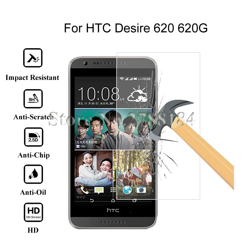 2 шт 9H Премиум Закаленное стекло для htc Desire 620 620G защита экрана закаленное защитная пленка, стекло для htc Desire 620g