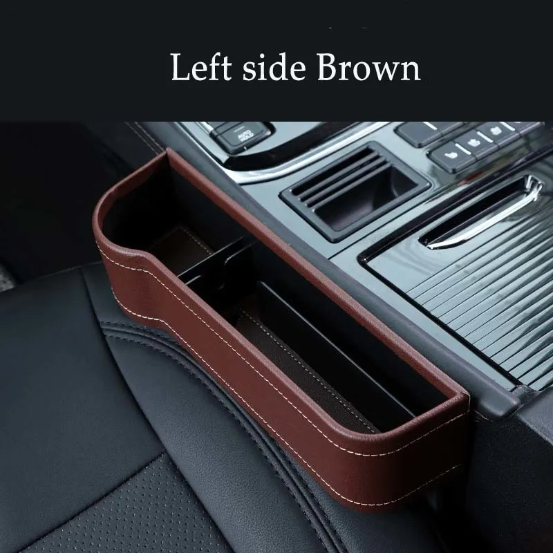 Left side Brown OHANEE автомобильное кресло щелевая коробка для хранения, органайзер, кошелек, чашка для монет, держатель для напитков, карманные автомобильные аксессуары - Название цвета: Left side Brown
