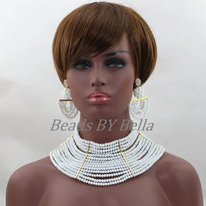 Чистый белый Африканский комплект ювелирных изделий индийский нигерийский