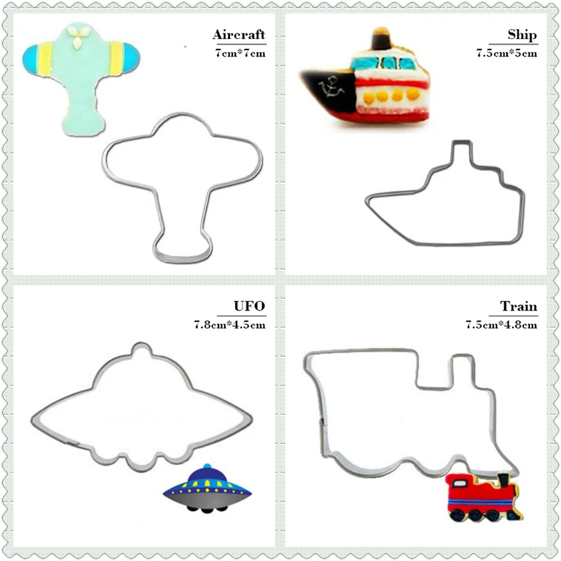 

New Airplane Ship And Train Cookie Tools Cake Stencil Kitchen Cupcake Decoration Template Mold Cookie Coffee Stencil Mold Baking