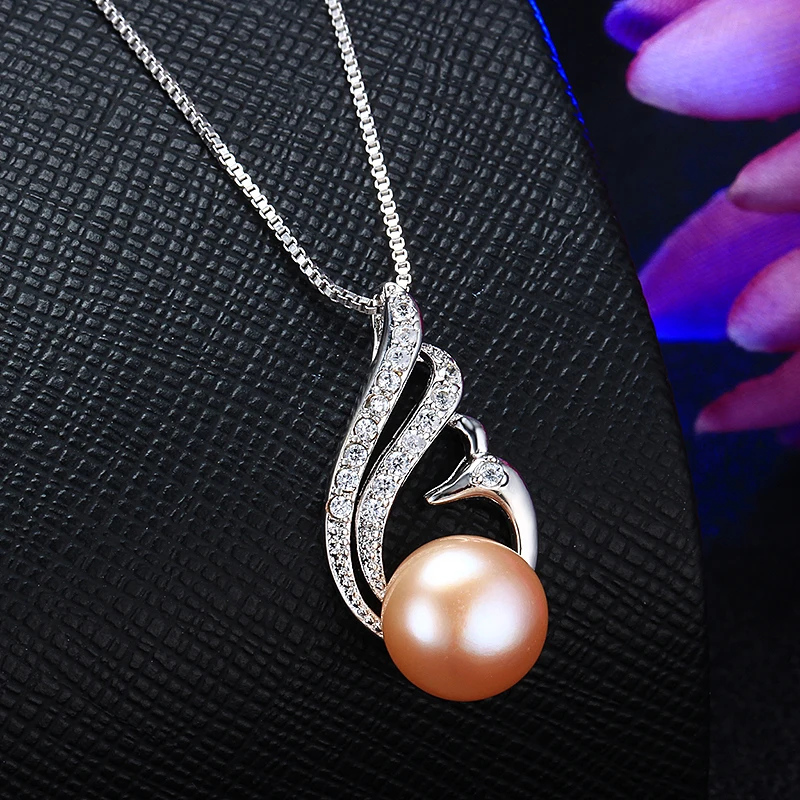Fashion 10-10.5mm Natural Freshwater Pearl Necklaces For Women 45cm Good Quality 925 Sterling Silver Pendants Classic Jewelry | Украшения и