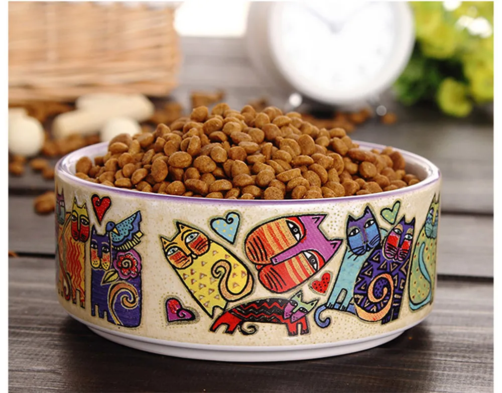 Миска для собак и кошек, щенок, котенок, керамическая миска, нескользящая миска для кошек, щенков, дорожный Фидер для кормления еды и воды, миска 12X5 см