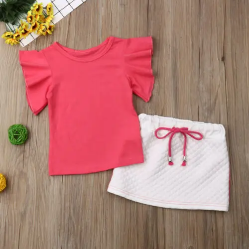 Одежда для маленьких девочек чистый комплект из 2 предметов летняя одежда топы