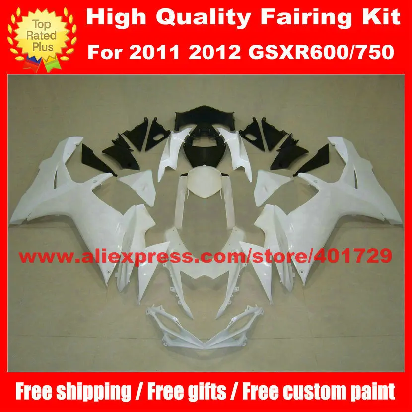 Гоночный мотоцикл обтекаемой формы для Suzuki GSXR 600 750 GSX-R600 R750 2011 2012 белый/черный