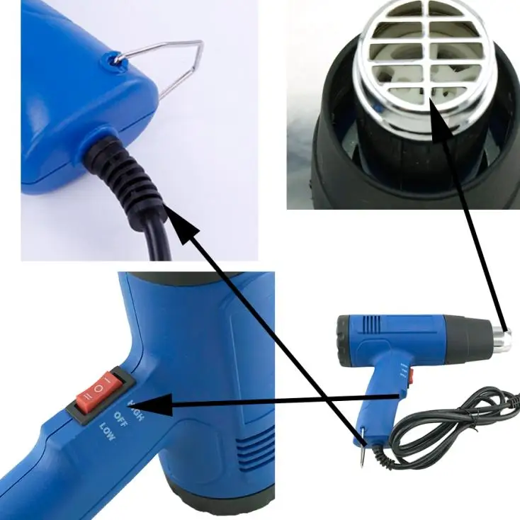 CE Approved Heat Gun Hot Air Produces A jet of air Dual Temperature Power Tool 1500W Heater Gun+4 Nozzles EU Plug 220V | Инструменты