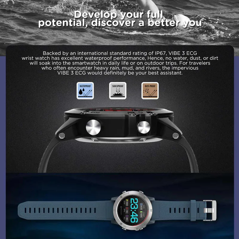 Zeblaze VIBE 3 ЭКГ IP67 водонепроницаемые Смарт-часы IPS цветной дисплей несколько видов