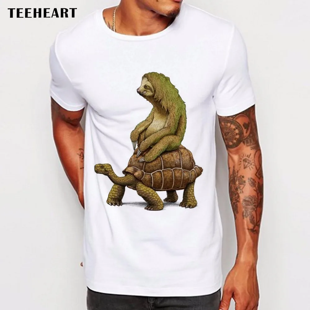 Teeheart Для мужчин футболки забавные скорость относительно маска ленивого на