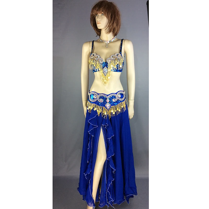 Женский костюм для танца живота ручной работы из бисера бара пояса и юбки 3