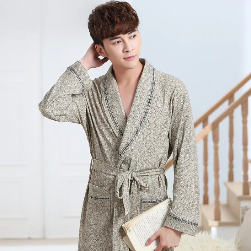 Новый халат мужской ночная рубашка Новая мужская хлопковая Пижама Yukata Men Badjas Mannen