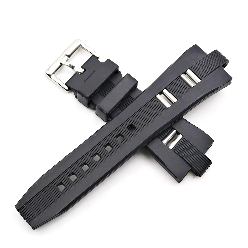 Rolamy 26x9mm Watch Band Strap Silicone RubberHigh Quality Waterproof Black Replacement Watchband Watch Strap Belt Wholesale