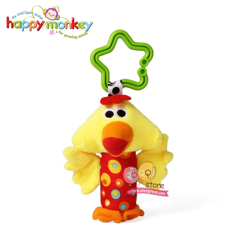 Happy monkey животных, плюшевые мягкие детские трещотка игрушки висит ручные колокольчики для детей; подарок для новорожденных; понять игра слон - Цвет: Chick