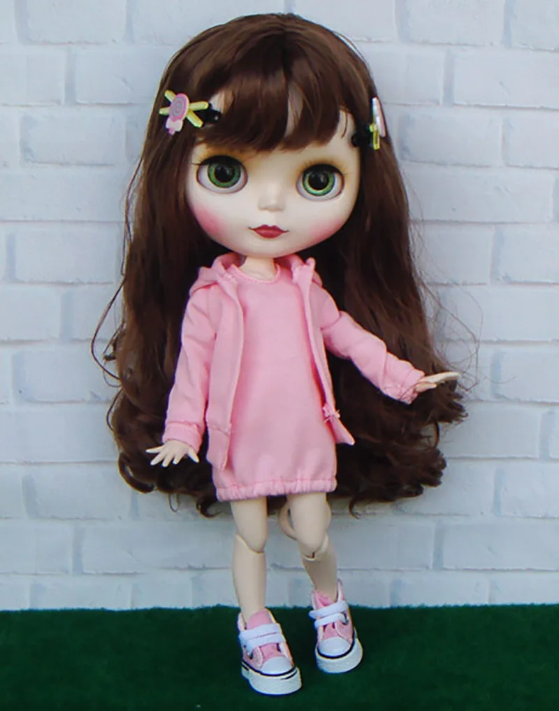 pink 2 шт./компл. модные Blyth кукольные одежда Повседневное спортивное пальто и платье для Барби одежда Кукла azone Аксессуары 3 цвета - Цвет: pink