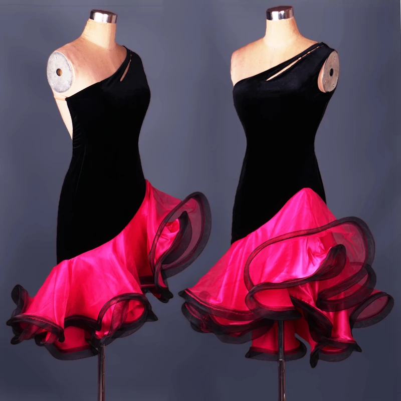 

Lady Latin Dance Competition Dress High-end Performance Compitition Dress One Shoulder Adult Matador Dance Skirt D-0162
