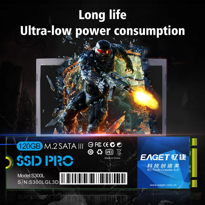 Eaget 22*80 мм SSD 120 ГБ M.2 NGFF SATA III Внутренний твердотельный диск 3 0 HD HDD для ультрабук