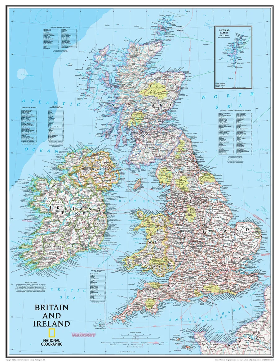 National Geographic British And Ireland Настенная карта домашний бар паб кафе домашний винтажный Декор печать холст плакат стикер на стену