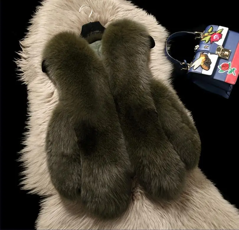 2017 Новинка зимы модные брендовые поддельные меха лисы жилет женская короткая