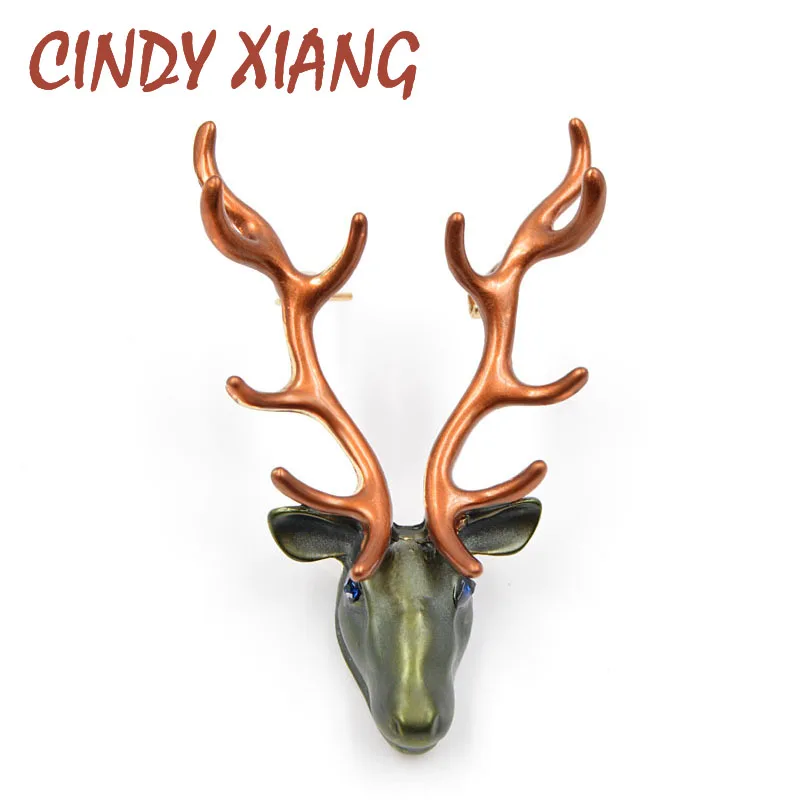 Брошь унисекс в виде головы оленя CINDY XIANG, модное украшение с эмалью для пальто, жакета, платья, необычный аксессуар, доступно 2 цвета